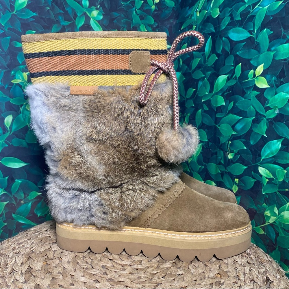 See by Chloe winter fur tan suede boots